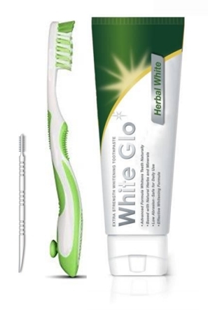 White Glo Herbal White Beyazlatıcı Bitkisel Diş Macunu+Fırça Seti